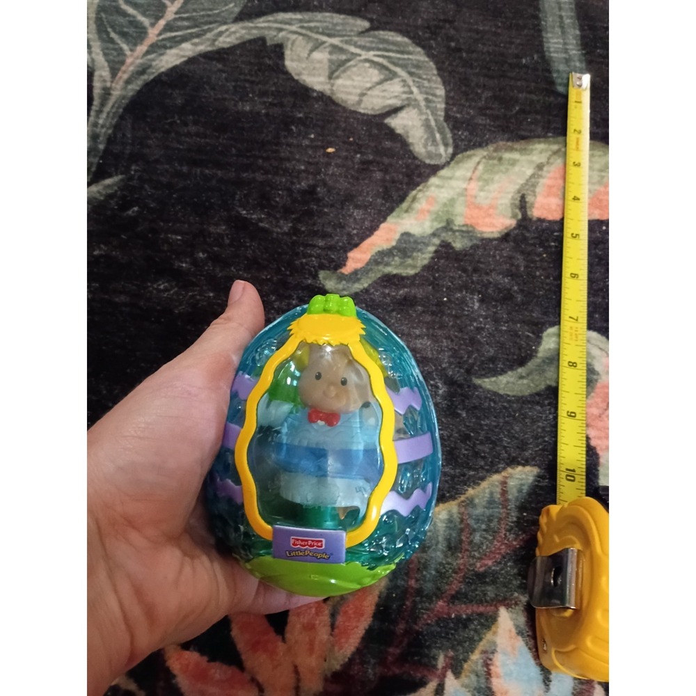Fisher Price Little People Egg Toy Boy Frog Blue Easter Carry Case VTG